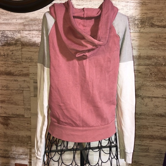 Victoria’s Secret pink sweatshirt size XS tri colored hoodie pink vs top zip up‌ - Picture 5 of 5